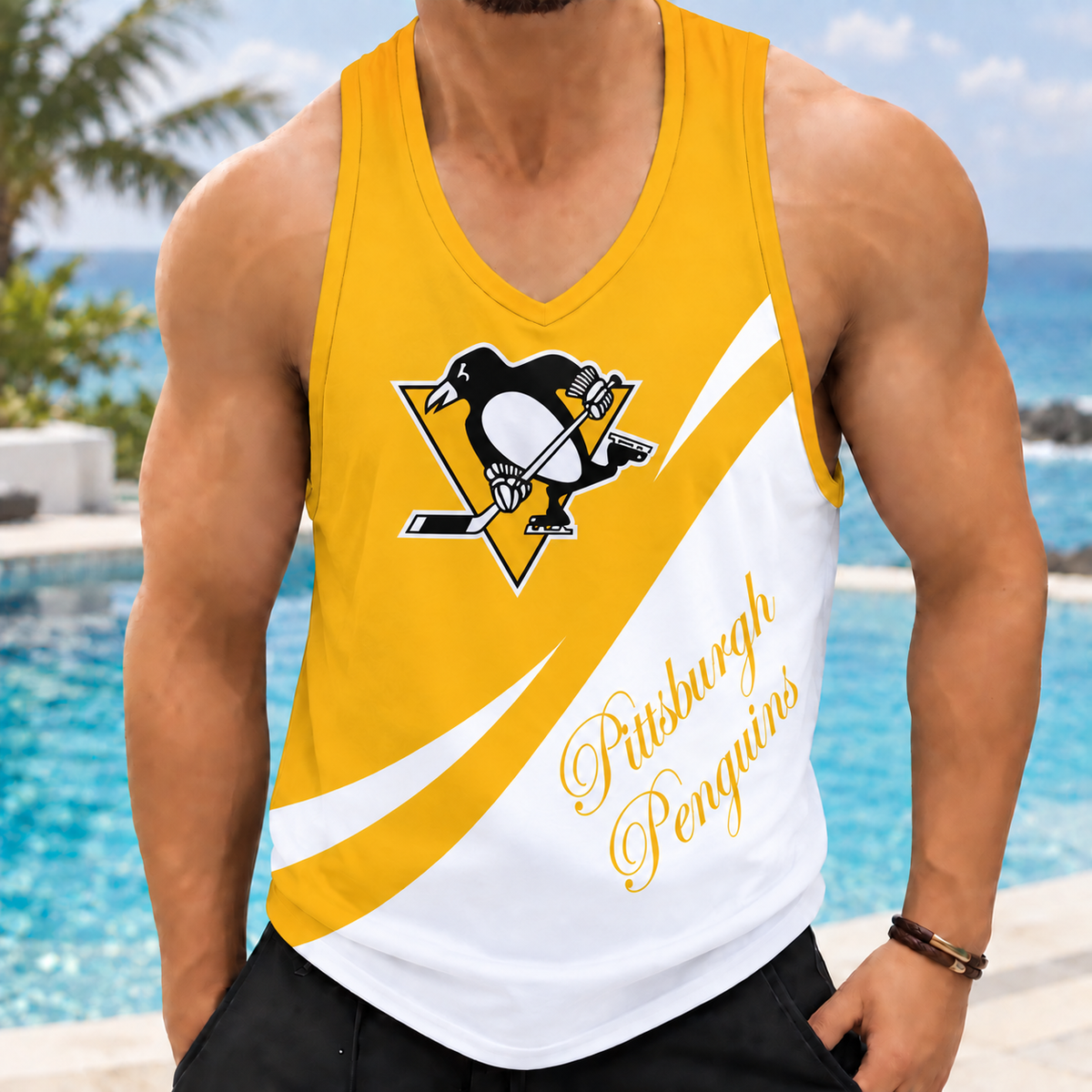 LIMITED EDITION - NEW CUSTOMIZED NHL26 PBP PITTSBURGH PENGUINS MEN'S TANK TOP