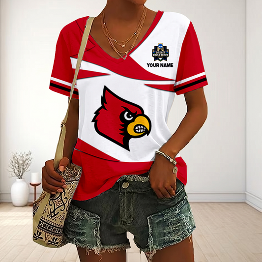 VIRAL EDITON - NEW CUSTOMIZED CWS NCAA26 ULC UL CARDINALS V-NECK FEMALE SHIRT