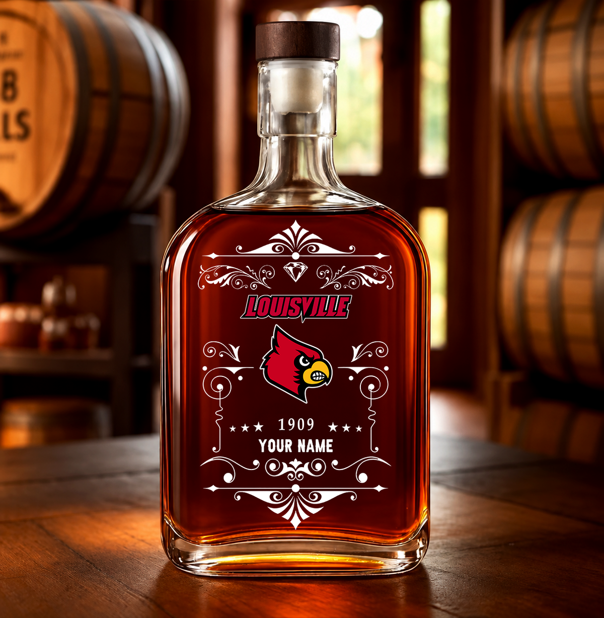 EXCLUSIVE EDITION - NEW CUSTOMIZED NCAA CWS26 ULC LOUISVILLE CARDINALS LUXURY WHISKEY BOTTLE 450ML