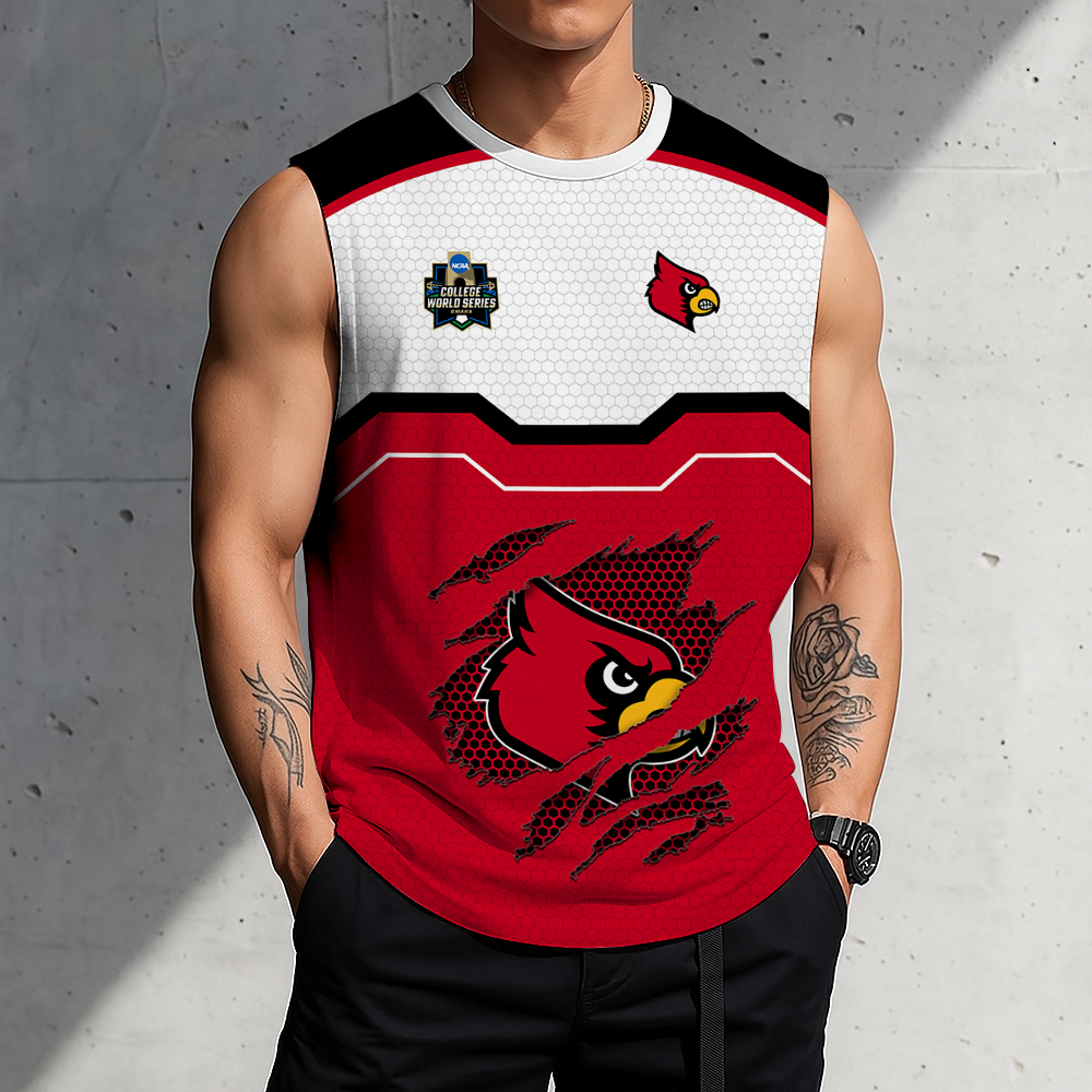 LIMITED EDITION - NEW CUSTOMIZED NCAA CWS26 ULC LOUISVILLE CARDINALS MEN'S GYM SHIRT