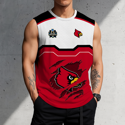 LIMITED EDITION - NEW CUSTOMIZED NCAA CWS26 ULC LOUISVILLE CARDINALS MEN'S GYM SHIRT