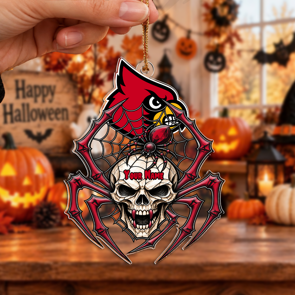 FINAL SALE - NEW CUSTOMIZED NCAA CWS26 ULC LOUISVILLE CARDINALS HALLOWEEN ACRYLIC ORNAMENT