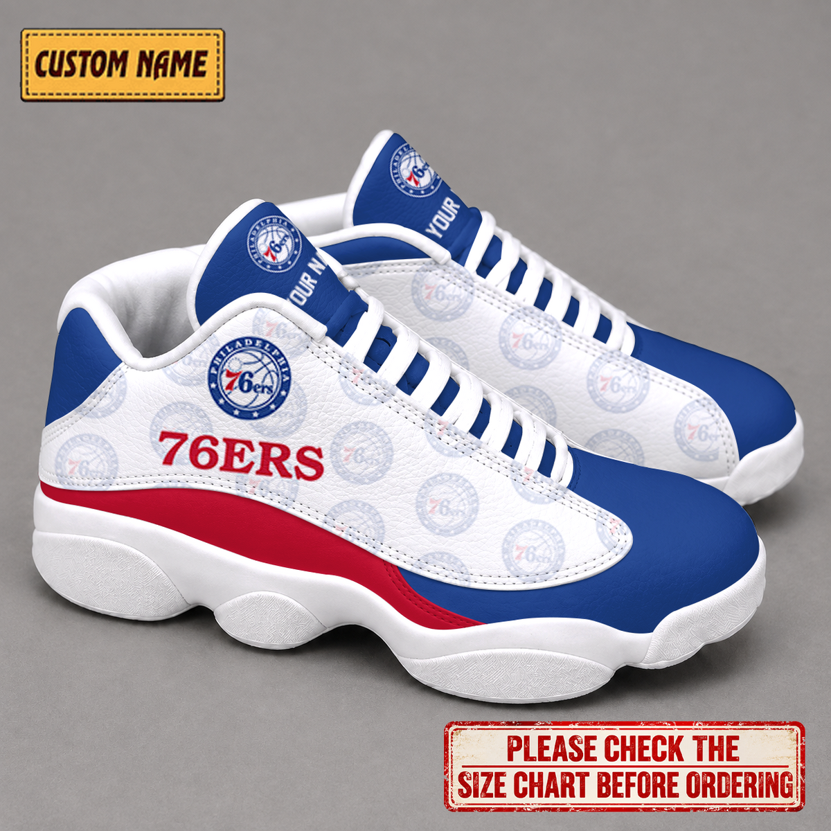 SPECIAL EDITION - NEW CUSTOMIZED NBA26 P76 PHILADELPHIA 76ERS AIR JORDAN 13 LOW TOP SNEAKER