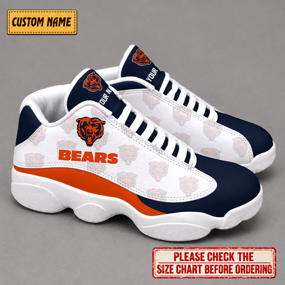 LIMITED EDITION - NEW CUSTOMIZED NFL26 CCB CHICAGO BEARS AIR JORDAN 13 LOW TOP SNEAKER