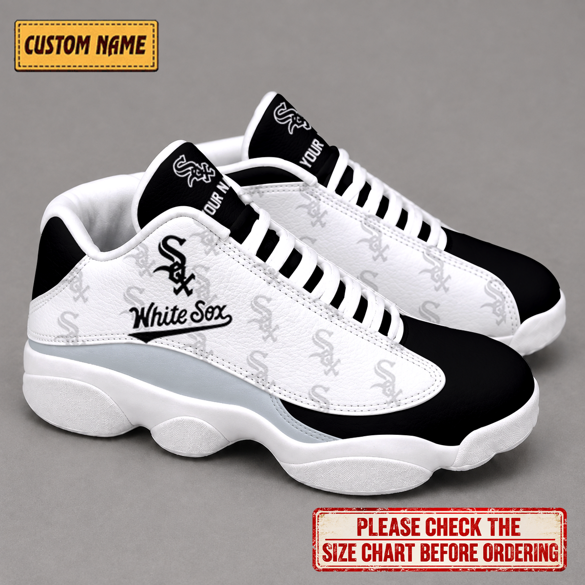 LIMITED EDITION - NEW CUSTOMIZED NFL26 CWS CHICAGO WHITE SOX AIR JORDAN 13 LOW TOP SNEAKER