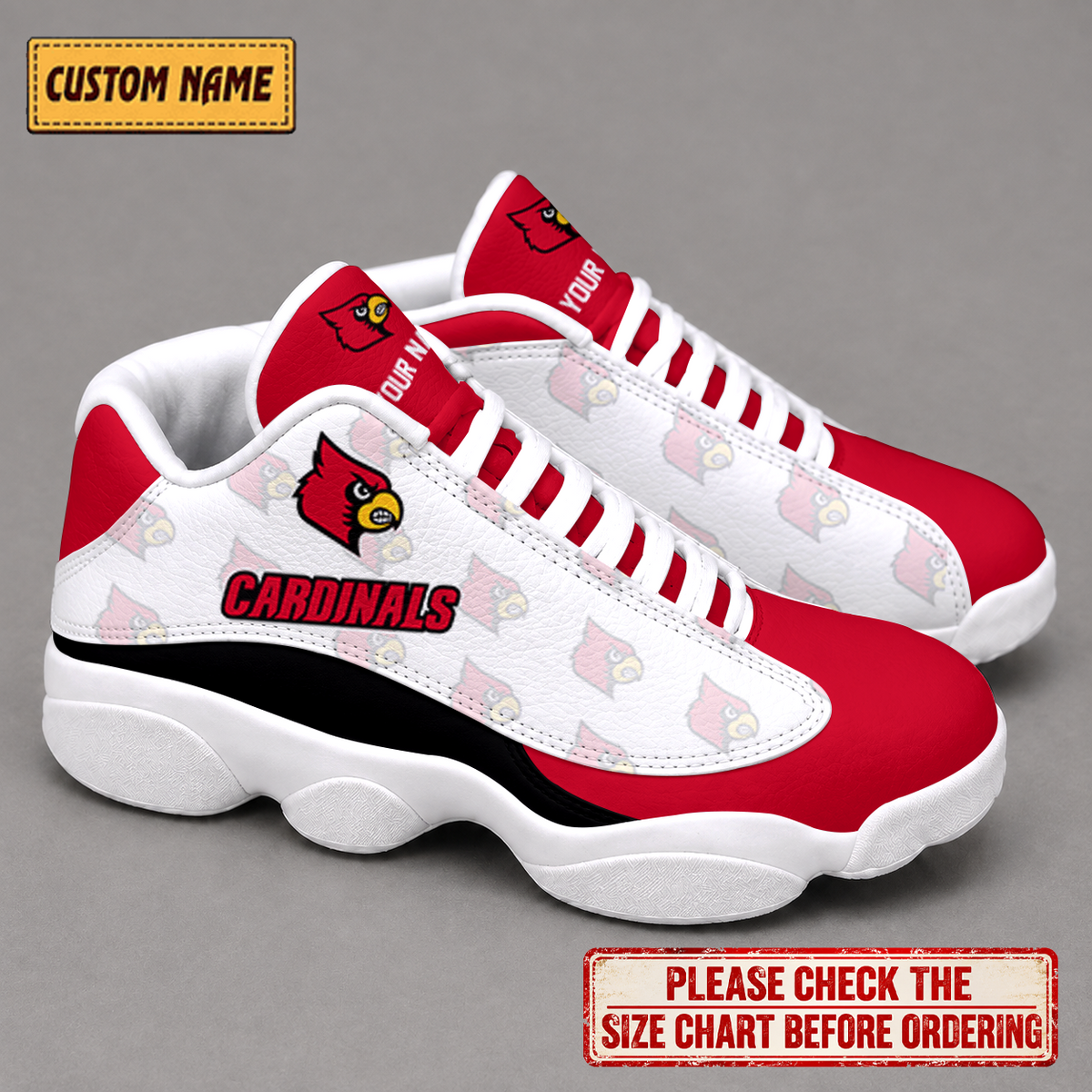 LIMITED EDITION - NEW CUSTOMIZED NCAA CWS26 ULC LOUISVILLE CARDINALS AIR JORDAN 13 LOW TOP SNEAKER