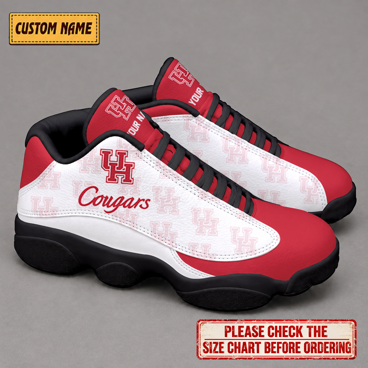 EXCLUSIVE EDITION - NEW CUSTOMIZED NCAA MAM26 HOC HOUSTON COUGARS AIR JORDAN 13 LOW TOP SNEAKER