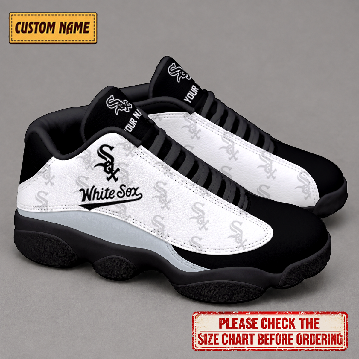 LIMITED EDITION - NEW CUSTOMIZED NFL26 CWS CHICAGO WHITE SOX AIR JORDAN 13 LOW TOP SNEAKER