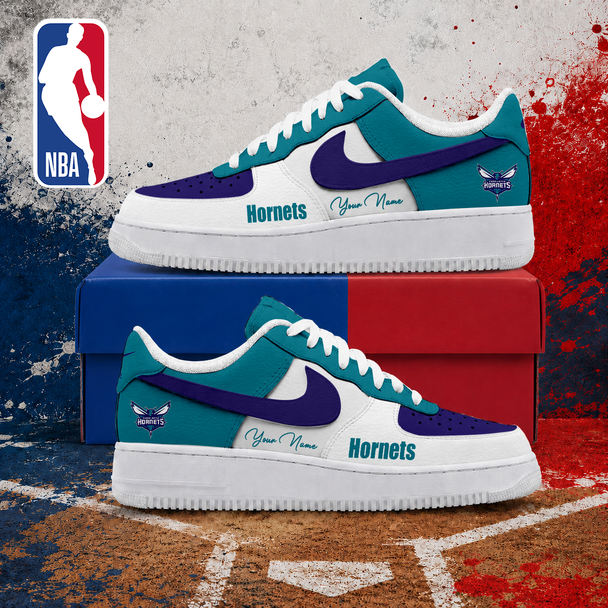 FINAL SALE - NEW CUSTOMIZED NBA27 CHO CHARLOTTE HORNETS AF1 SNEAKERS