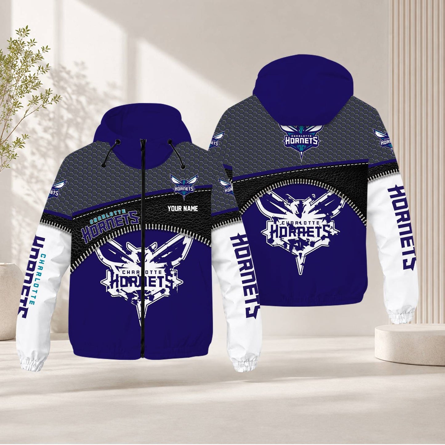 FLASH SALE - NEW CUSTOMIZED NBA27 CHO CHARLOTTE HORNETS WINDBREAKER JACKET