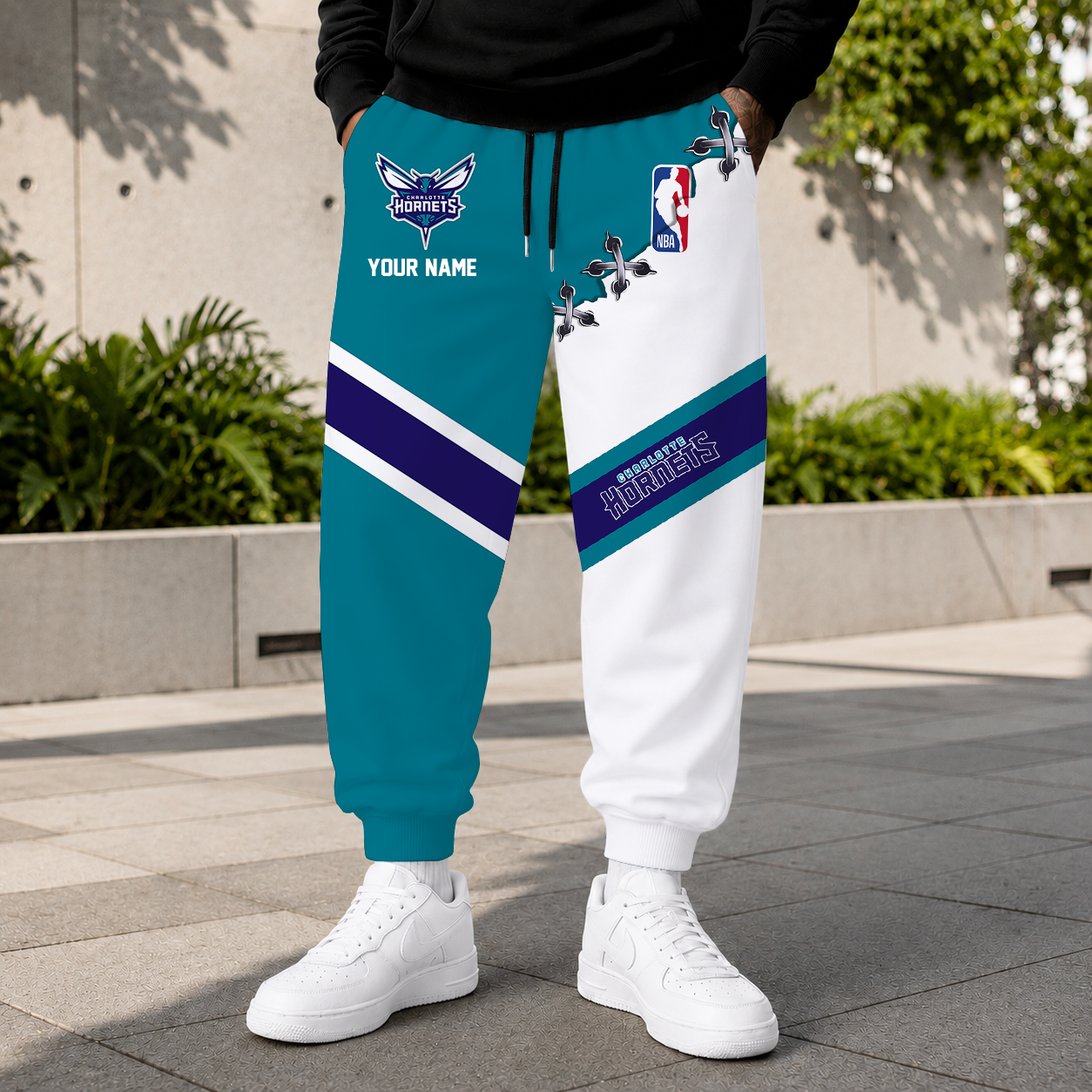 FINAL SALE - NEW CUSTOMIZED NBA27 CHO CHARLOTTE HORNETS SWEATPANTS