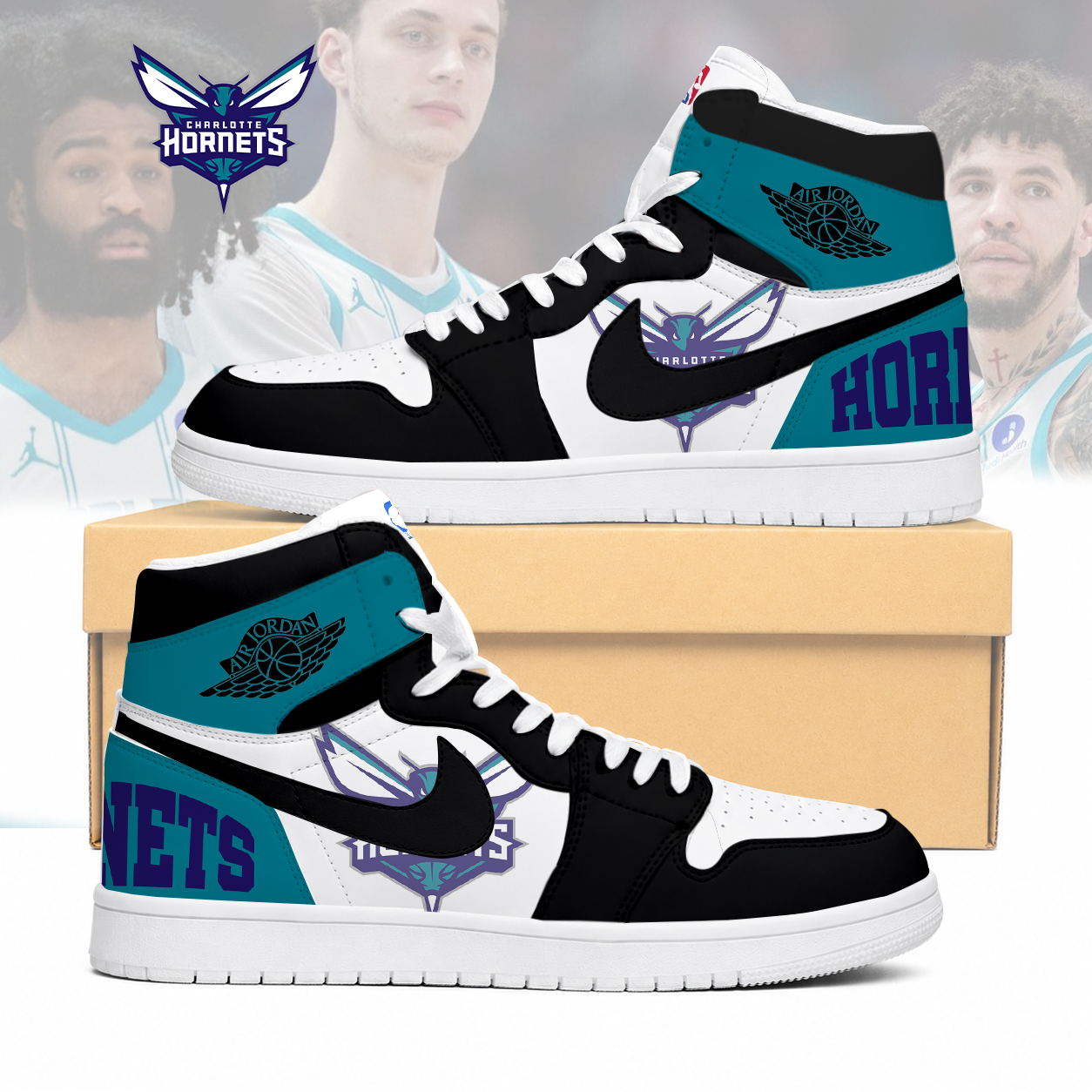FINAL SALE - NEW CUSTOMIZED NBA27 CHO CHARLOTTE HORNETS AIR JORDAN SNEAKERS