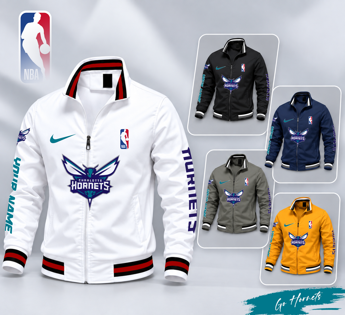 VIRAL EDITION - NEW CUSTOMIZED NBA27 CHO CHARLOTTE HORNETS MULTICOLOR MEN'S CASUAL JACKET