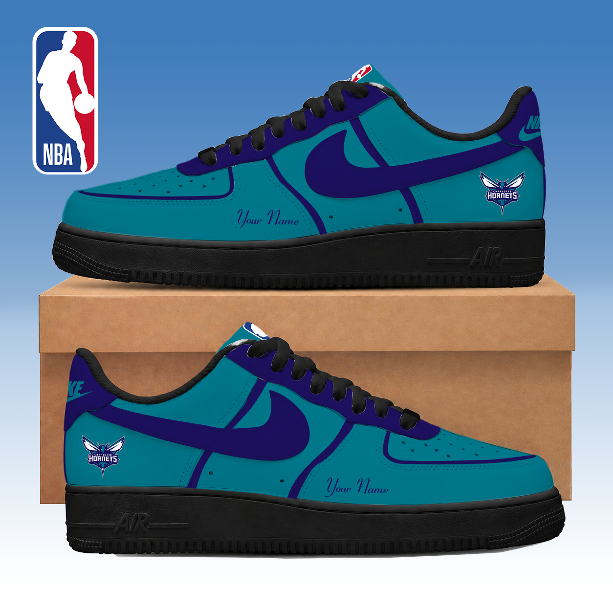 FINAL SALE - NEW CUSTOMIZED NBA27 CHO CHARLOTTE HORNETS AF1 SNEAKERS