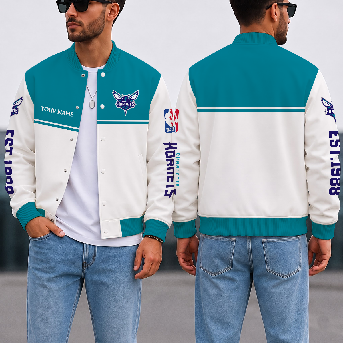 EXCLUSIVE EDITION - NEW CUSTOMIZED NBA27 CHO CHARLOTTE HORNETS BASEBALL JACKET, SATIN VARSITY JACKET