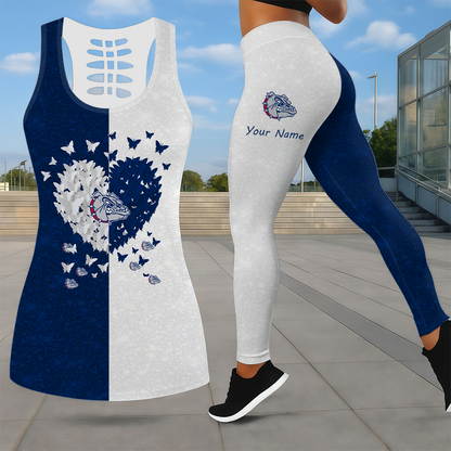 LIMITED EDITION - NEW CUSTOMIZED NCAA MAM27 GOB GONZAGA BULLDOGS LEGGINGS & HOLLOW TANK TOP SET