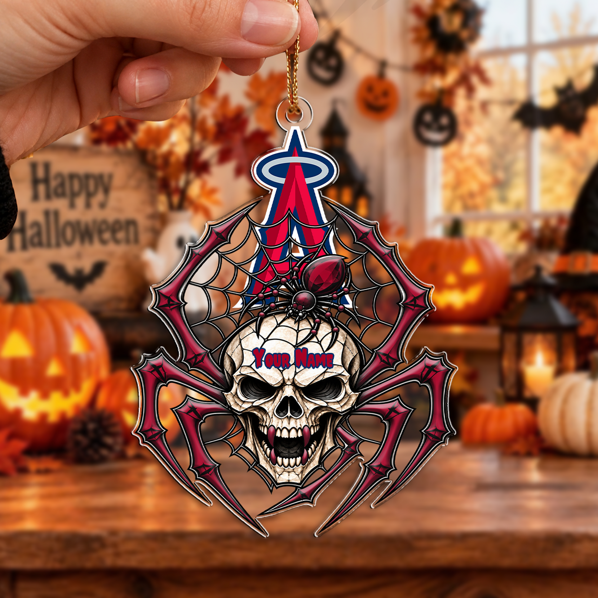 FINAL SALE - NEW CUSTOMIZED MLB27 LAA LOS ANGELES ANGELS HALLOWEEN ACRYLIC ORNAMENT