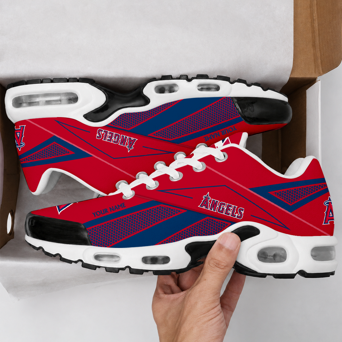 VIRAL EDITION - NEW CUSTOMIZED MLB27 LAA LOS ANGELES ANGELS AIR MAX PLUS SNEAKERS
