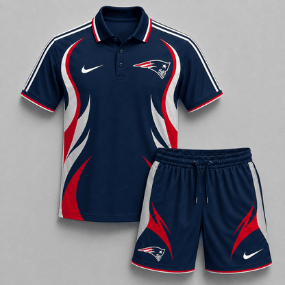 EXCLUSIVE EDITION - NEW CUSTOMIZED | NFL27 NEP NEW ENGLAND PATRIOTS POLO SHIRT & SHORT PANTS SET