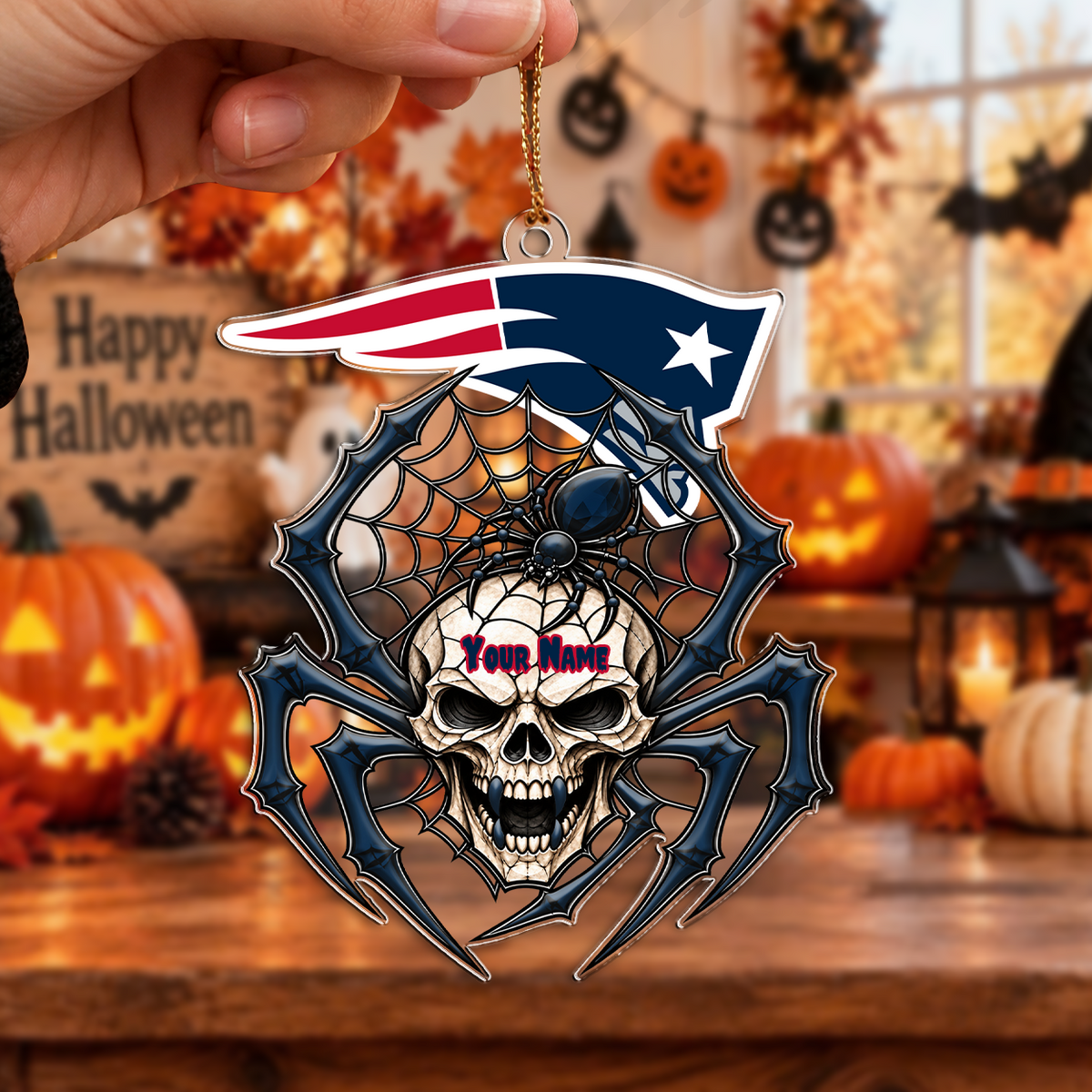 LIMITED EDITION - NEW CUSTOMIZED NFL27 NEP NEW ENGLAND PATRIOTS CHRISTMAS ACRYLIC ORNAMENT