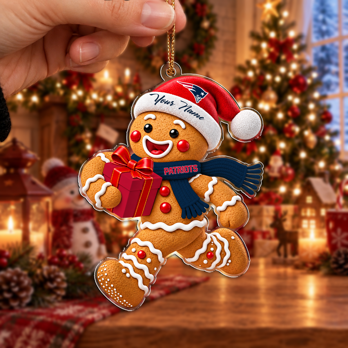 FINAL SALE - NEW CUSTOMIZED NFL27 NEP NEW ENGLAND PATRIOTS CHRISTMAS ACRYLIC ORNAMENT