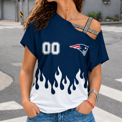 LIMITED EDITION - NEW CUSTOMIZED NFL27 NEP NEW ENGLAND PATRIOTS WOMEN'S SHOULDER SHIRT