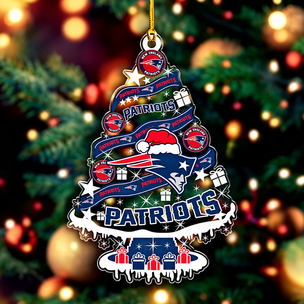 SPECIAL EDITION - NEW CUSTOMIZED NFL27 NEP NEW ENGLAND PATRIOTS CHRISTMAS ACRYLIC ORNAMENT