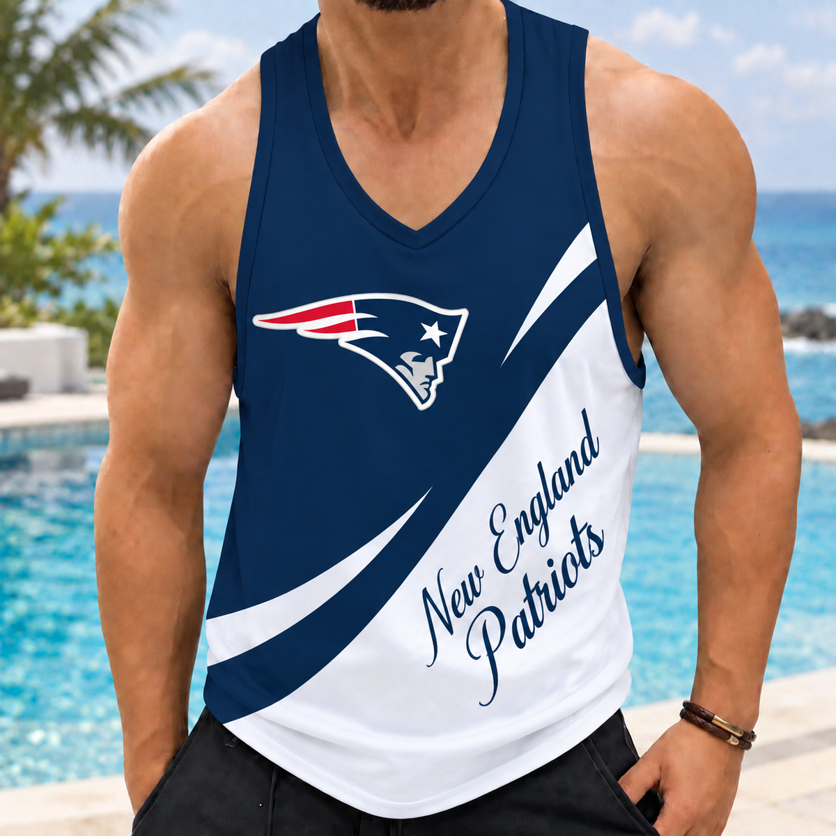 ELITE EDITION - NEW CUSTOMIZED NFL27 NEP NEW ENGLAND PATRIOTS MEN'S TANK TOP