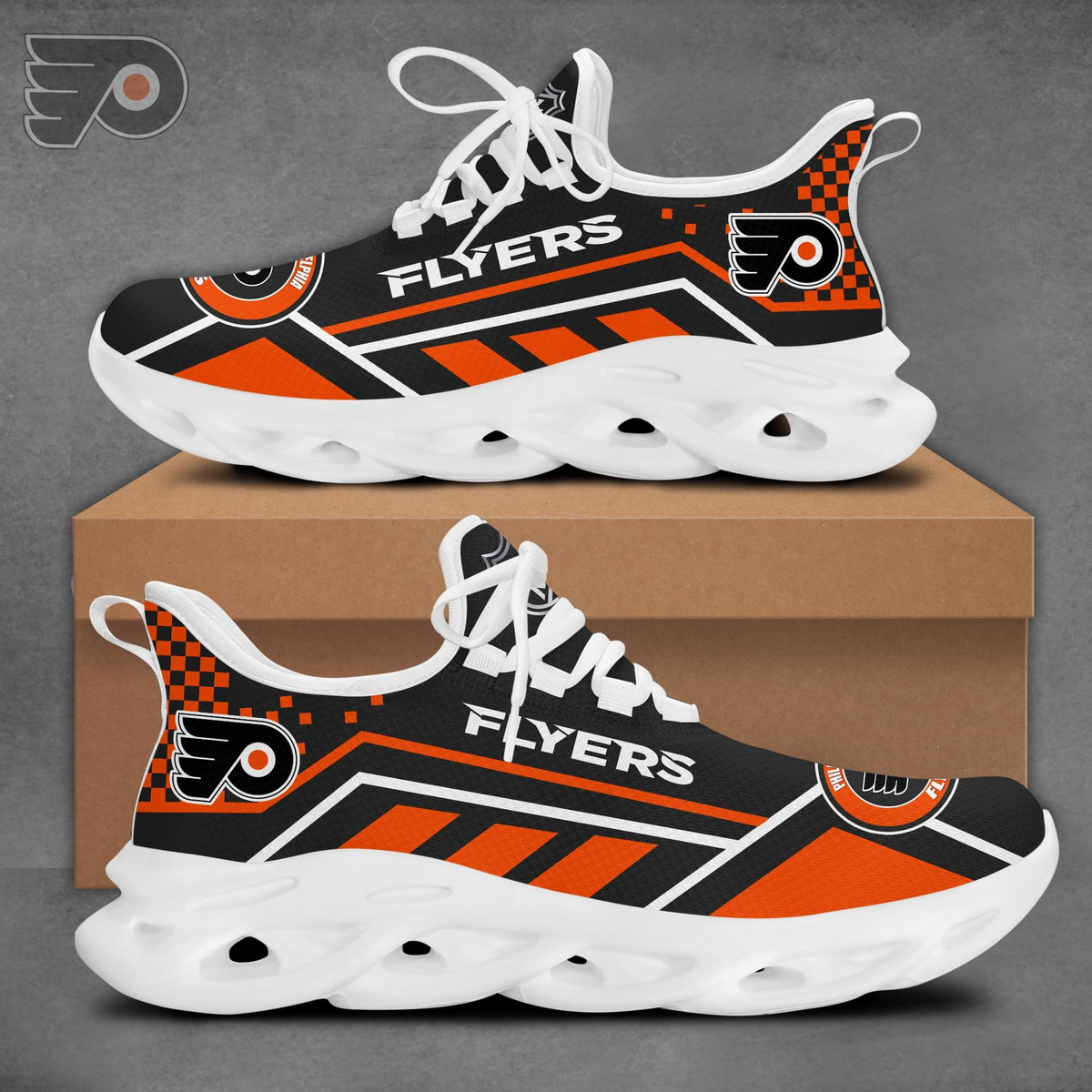 LIMITED EDITION - NEW CUSTOMIZED NHL27 PPF PHILADELPHIA FLYERS CLUNKY SNEAKERS