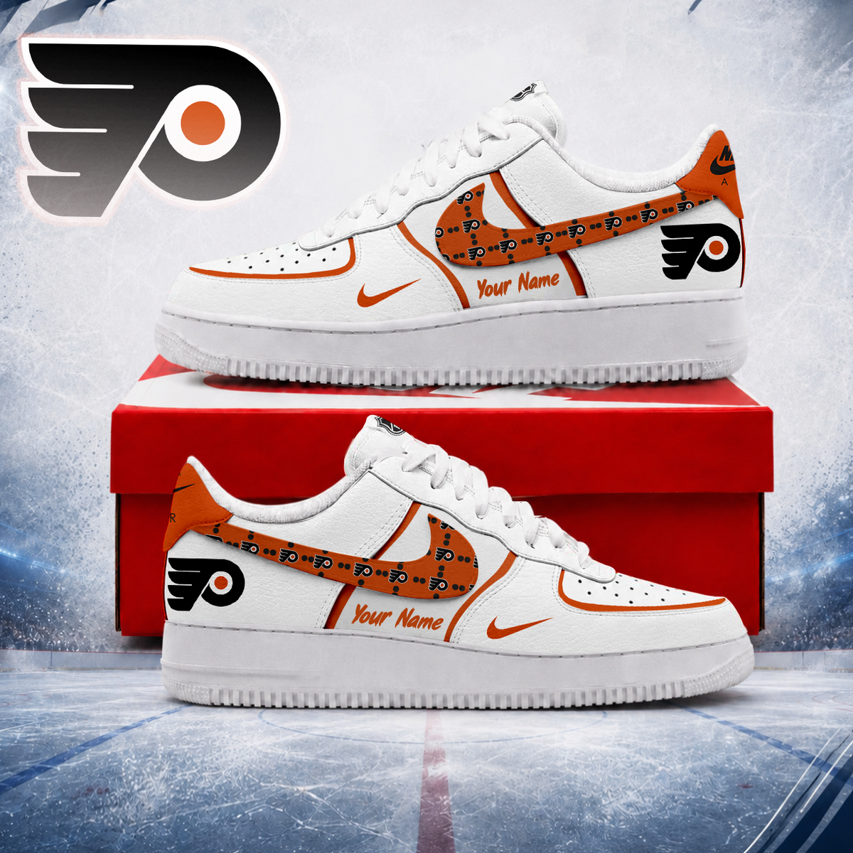 LIMITED EDITION - NEW CUSTOMIZED NHL27 BFS PHILADELPHIA FLYERS AF1 SHOES