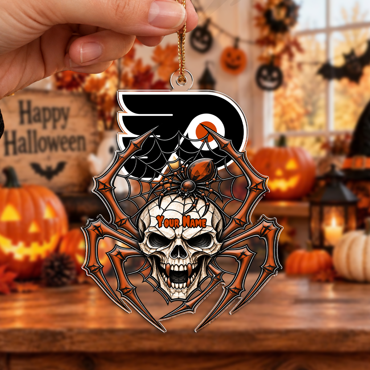 FINAL SALE - NEW CUSTOMIZED NHL27 PPF PHILADELPHIA FLYERS HALLOWEEN ACRYLIC ORNAMENT