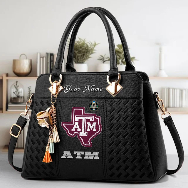 VIRAL EDITON - NEW CUSTOMIZED NCAA CWS27 TAA TX A&M AGGIES ZIP HANDBAG MULTICOLOR
