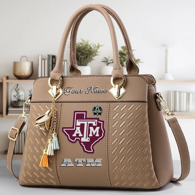 VIRAL EDITON - NEW CUSTOMIZED NCAA CWS27 TAA TX A&M AGGIES ZIP HANDBAG MULTICOLOR