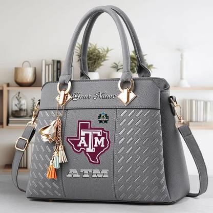 VIRAL EDITON - NEW CUSTOMIZED NCAA CWS27 TAA TX A&M AGGIES ZIP HANDBAG MULTICOLOR