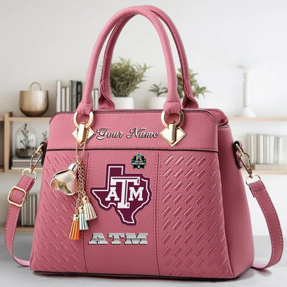 VIRAL EDITON - NEW CUSTOMIZED NCAA CWS27 TAA TX A&M AGGIES ZIP HANDBAG MULTICOLOR