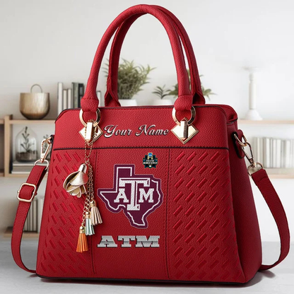 VIRAL EDITON - NEW CUSTOMIZED NCAA CWS27 TAA TX A&M AGGIES ZIP HANDBAG MULTICOLOR