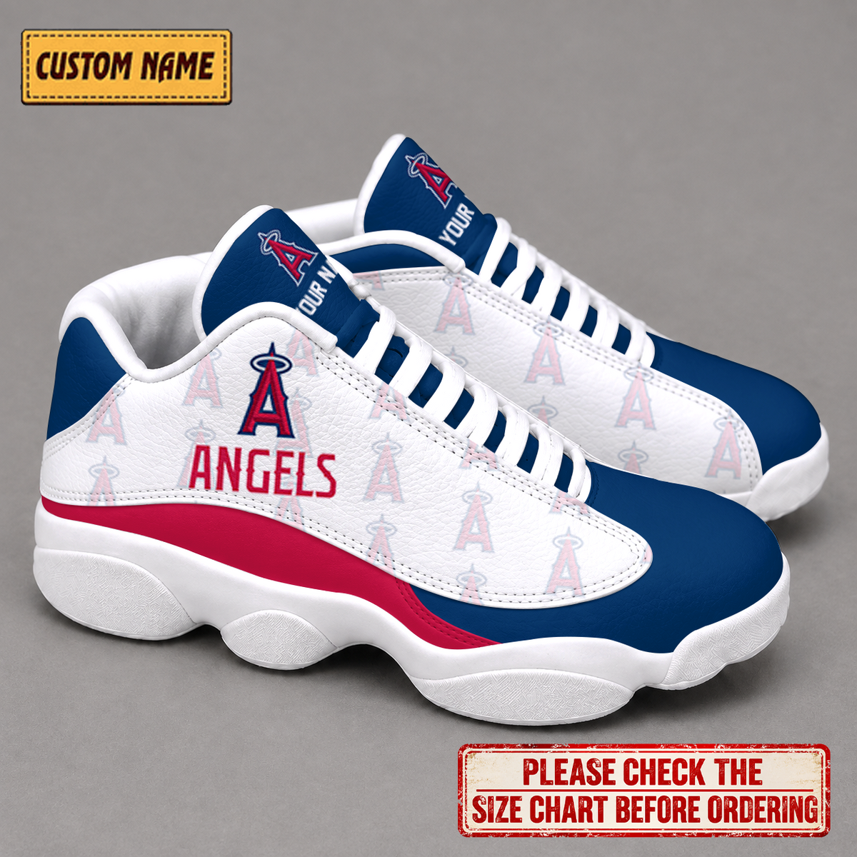 LIMITED EDITION - NEW CUSTOMIZED NFL27 LAA LOS ANGELES ANGELS AIR JORDAN 13 LOW TOP SNEAKER