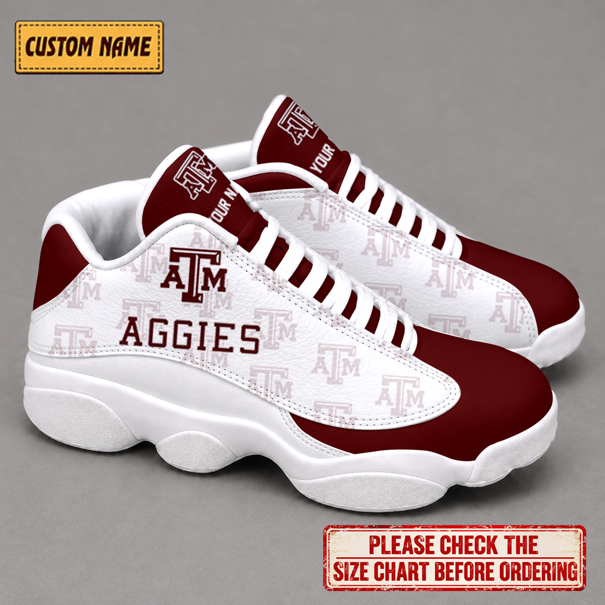 LIMITED EDITION - NEW CUSTOMIZED NCAA CWS27 TAA TEXAS A&M AGGIES AIR JORDAN 13 LOW TOP SNEAKER
