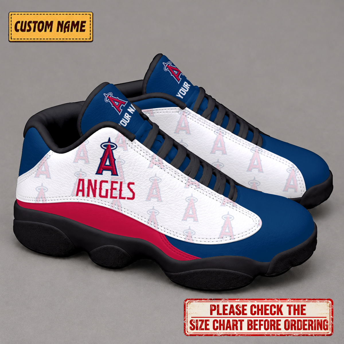 LIMITED EDITION - NEW CUSTOMIZED NFL27 LAA LOS ANGELES ANGELS AIR JORDAN 13 LOW TOP SNEAKER