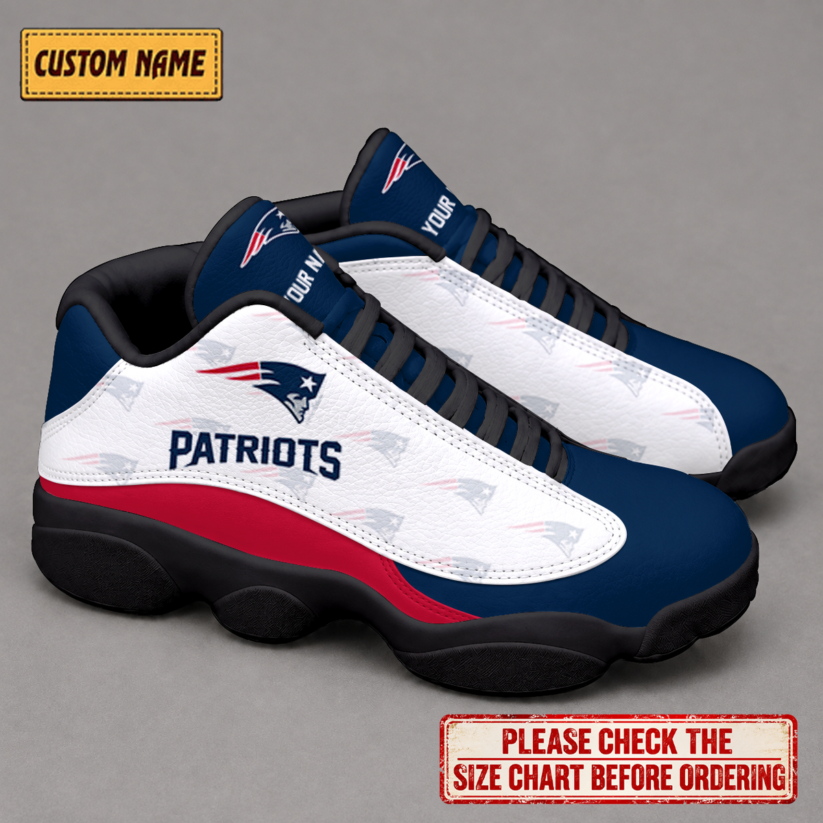 LIMITED EDITION - NEW CUSTOMIZED NFL27 NEP NEW ENGLAND PATRIOTS AIR JORDAN 13 LOW TOP SNEAKER
