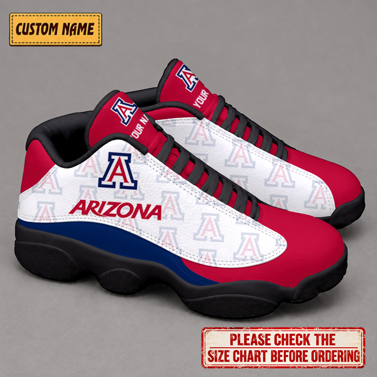 LIMITED EDITION - NEW CUSTOMIZED NCAA FBS27 ARW ARIZONA WILDCATS AIR JORDAN 13 LOW TOP SNEAKER