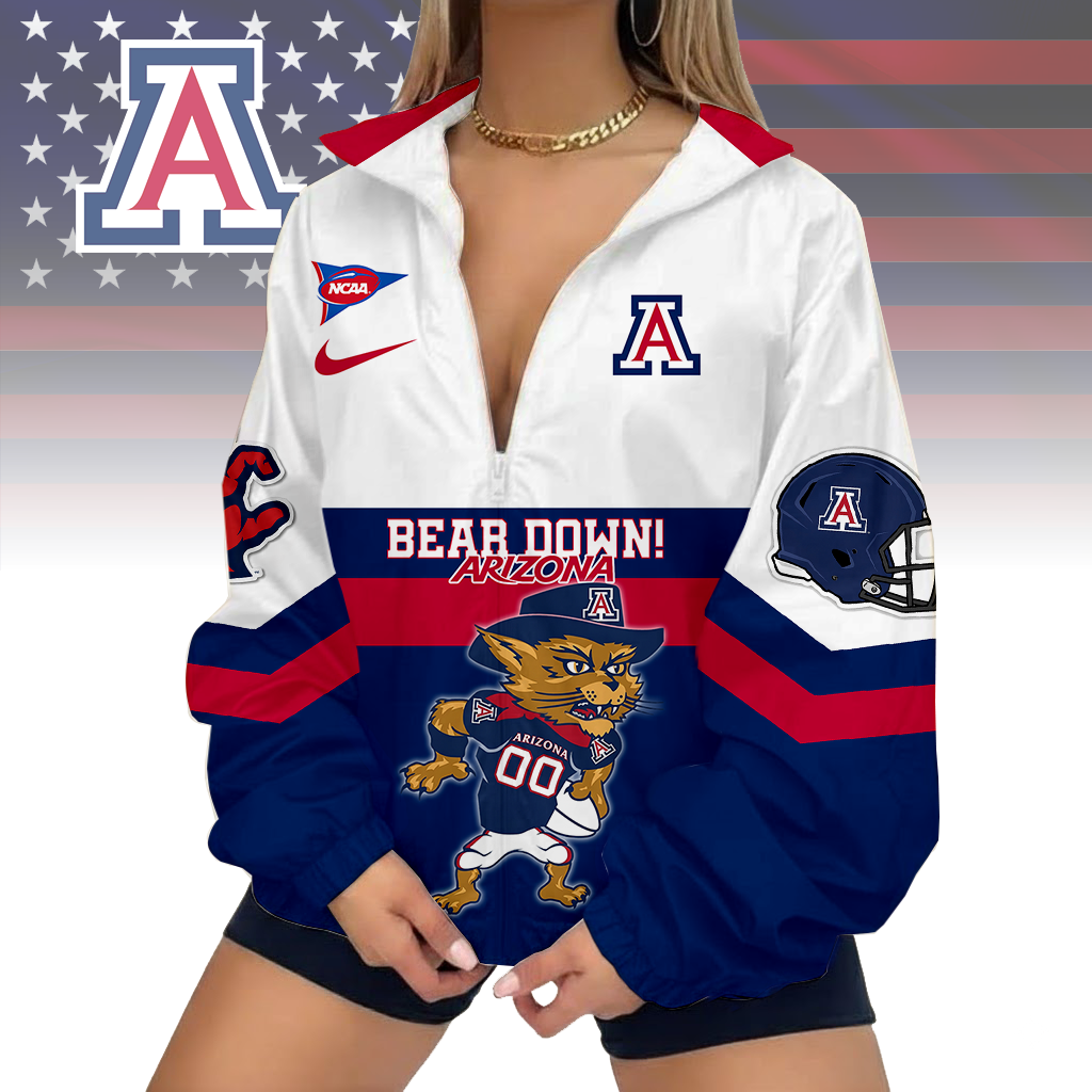 LIMITED EDITION - NEW CUSTOMIZED FBS NCAA27 ARW AR WILCATS V-NECK ZIPPER SWEATSHIRT JACKET