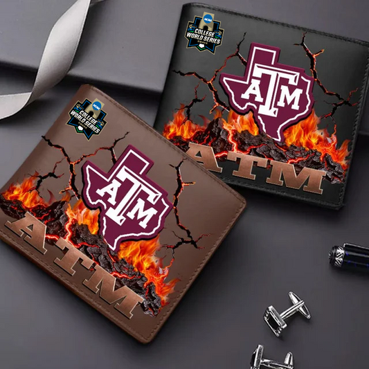 LIMITED EDITION - NEW CUSTOMIZED CWS NCAA27 TAA TX A&M AGGIES LEATHER WALLET