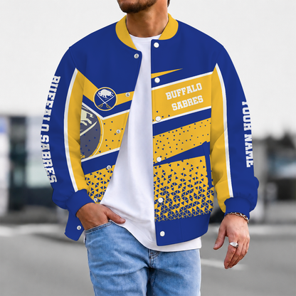 LIMITED EDITION - NEW CUSTOMIZED NHL28 BFS BUFFALO SABRES SATIN VARSITY JACKET & BASEBALL JACKET