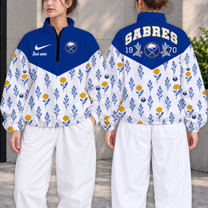 SPECIAL EDITION - NEW CUSTOMIZED NHL28 BFS BUFFALO SABRES V-NECK ZIPPER SWEATSHIRT JACKET