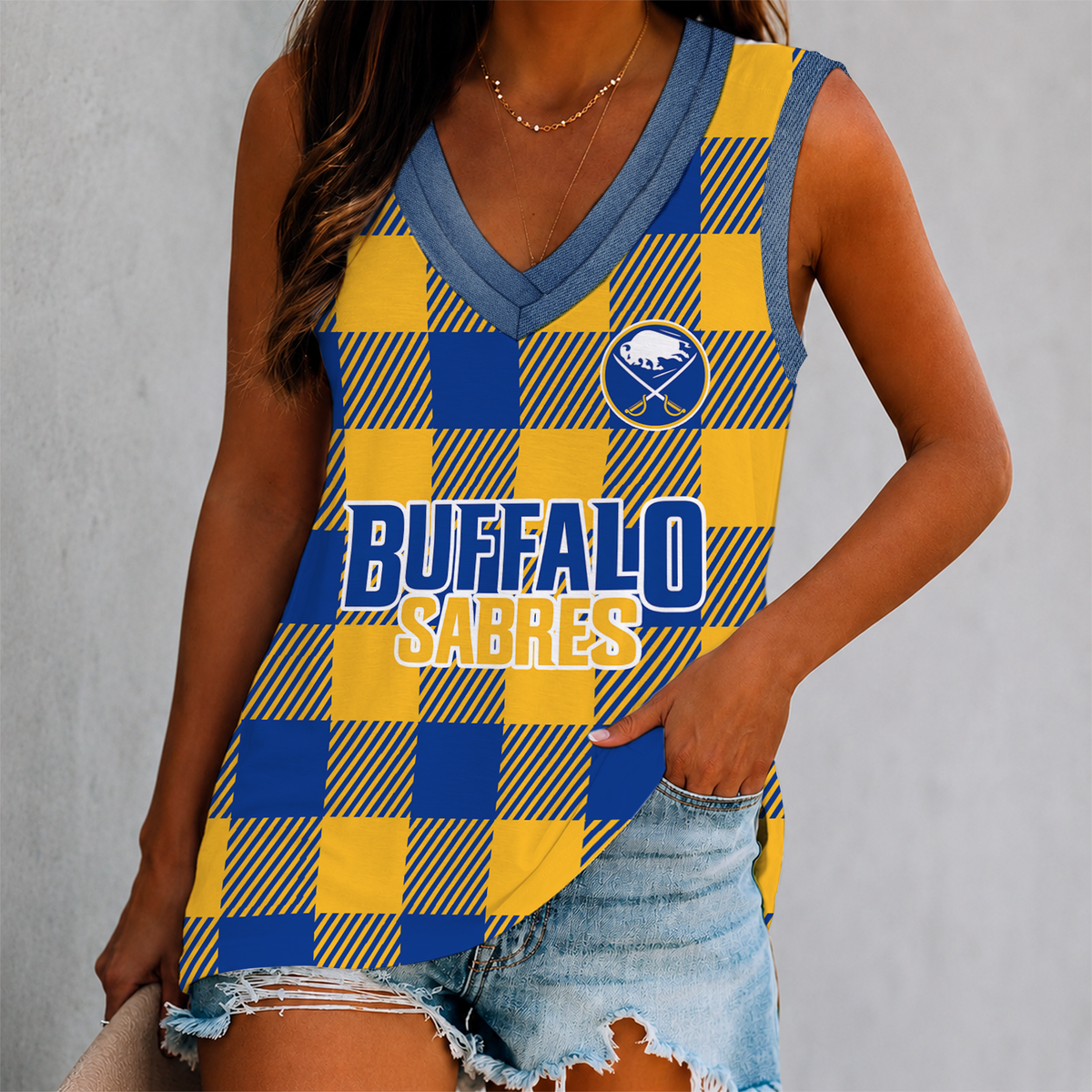 LIMITED EDITION - NEW CUSTOMIZED NHL28 BFS BUFFALO SABRES WOMEN'S V-NECK TANK TOP