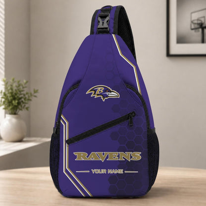 ELITE EDITION - NEW CUSTOMIZED NFL28 BTR BALTIMORE RAVENS SLING BAG