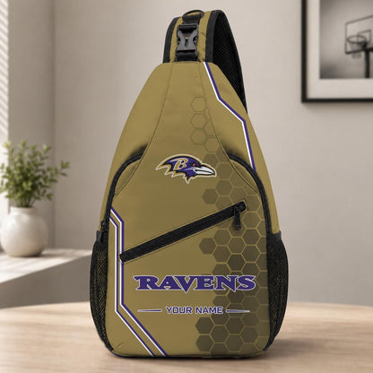 ELITE EDITION - NEW CUSTOMIZED NFL28 BTR BALTIMORE RAVENS SLING BAG