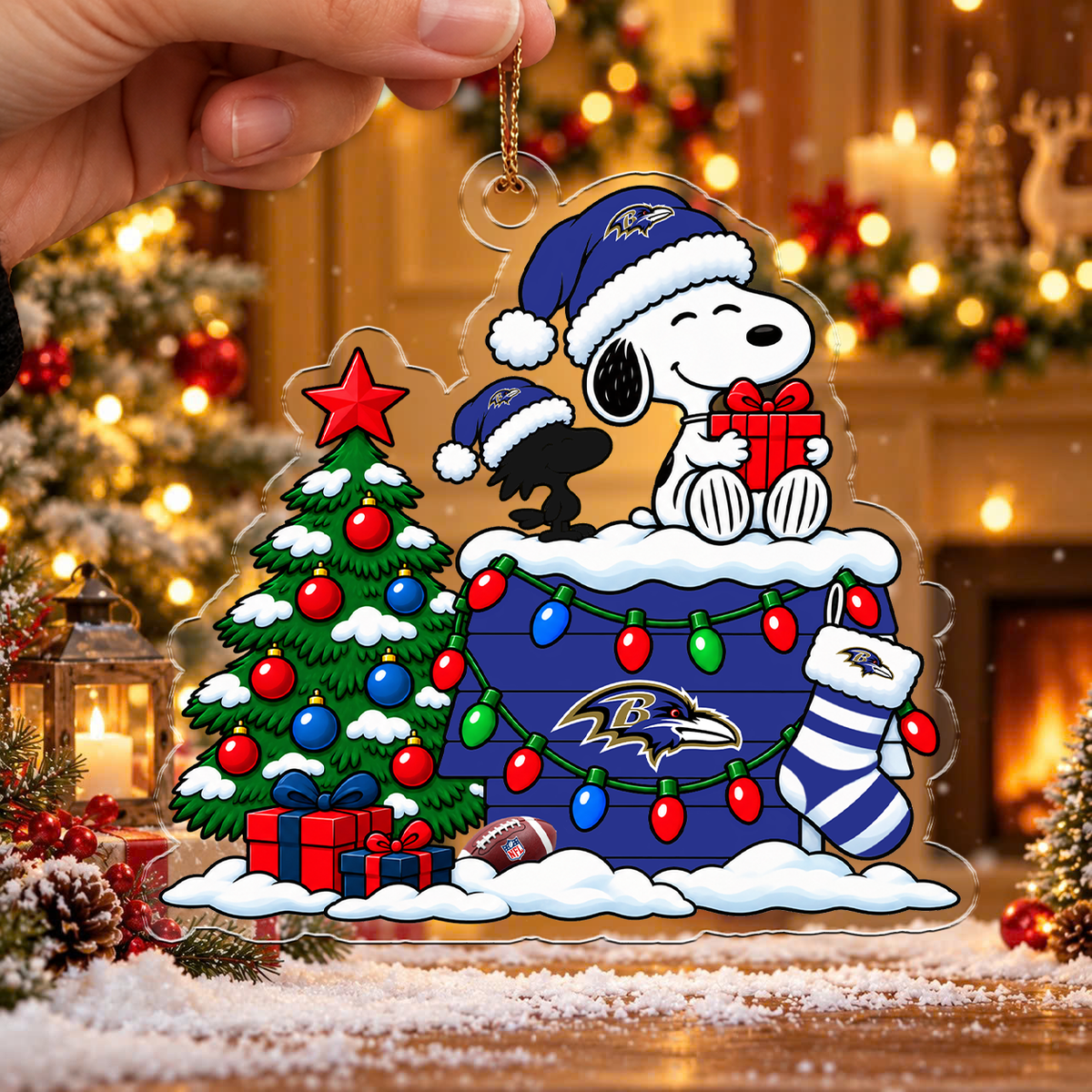 HOT DEAL - NEW CUSTOMIZED NFL28 BTR BALTIMORE RAVENS CHRISTMAS ACRYLIC ORNAMENT