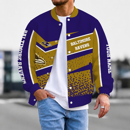 LIMITED EDITION - NEW CUSTOMIZED NFL28 BTR BALTIMORE RAVENS SATIN VARSITY & BASEBALL JACKET
